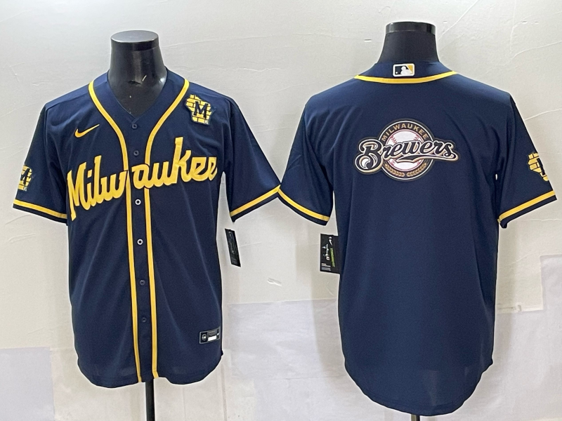 Men Milwaukee Brewers Blank Blue 2025 Nike MLB Jersey style 012